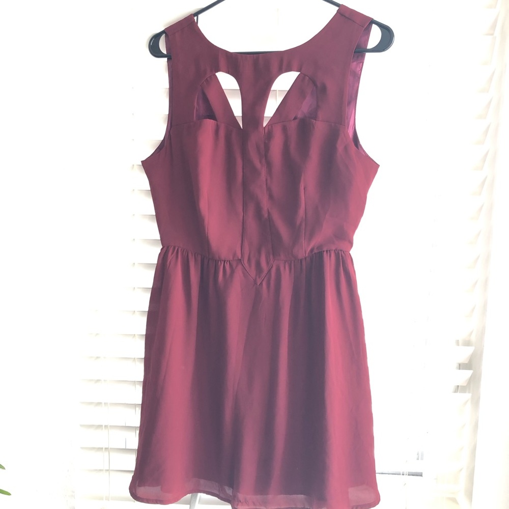 Maroon cut out mini dress